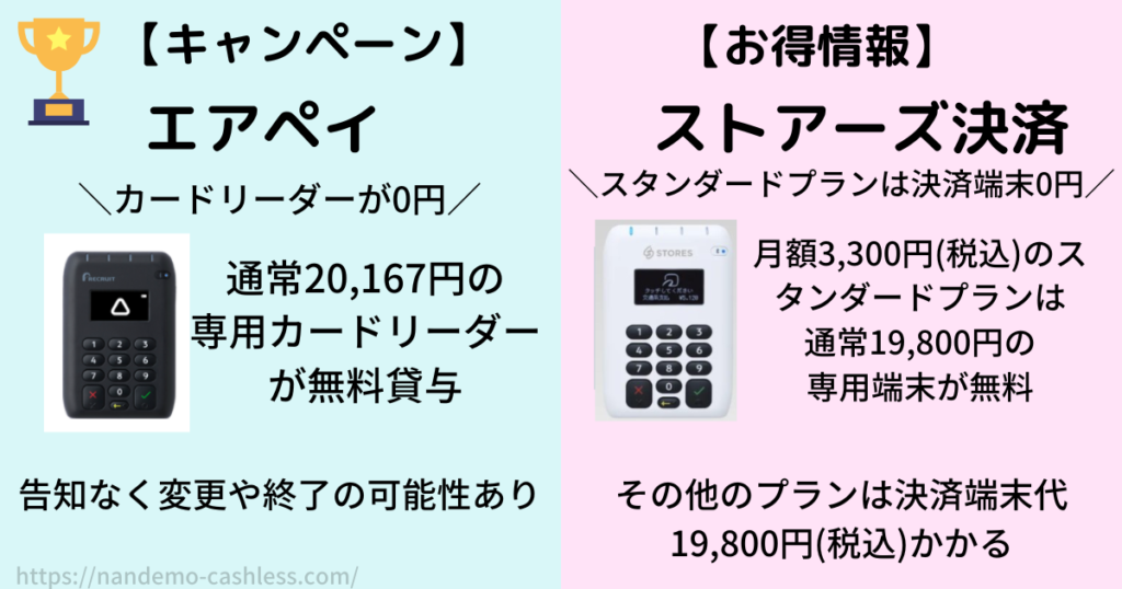 エアペイとストアーズ決済比較